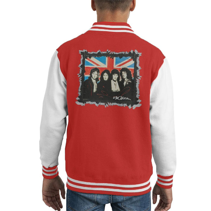 Sidney Maurer Original Portrait Of Queen Union Jack Kids Varsity Jacket - Kids Boys Varsity Jacket