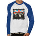 Sidney Maurer Original Portrait Of Queen Union Jack Mens Baseball Long Sleeved T-Shirt - Small / White/Royal - Mens Baseball Long Sleeved
