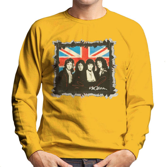 Sidney Maurer Original Portrait Of Queen Union Jack Mens Sweatshirt - Small / Gold - Mens Sweatshirt