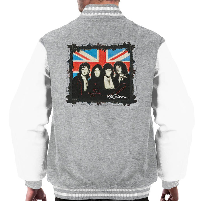 Sidney Maurer Original Portrait Of Queen Union Jack Mens Varsity Jacket - Mens Varsity Jacket