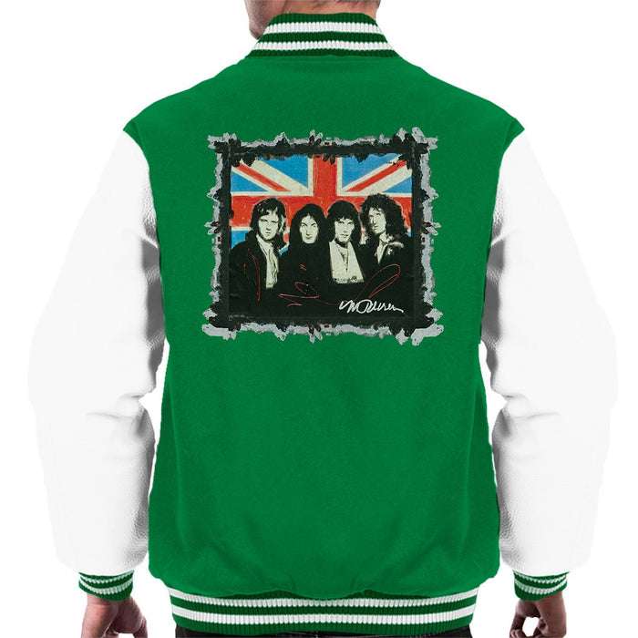 Sidney Maurer Original Portrait Of Queen Union Jack Mens Varsity Jacket - Mens Varsity Jacket