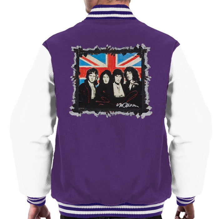 Sidney Maurer Original Portrait Of Queen Union Jack Mens Varsity Jacket - Mens Varsity Jacket