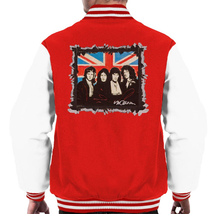 Sidney Maurer Original Portrait Of Queen Union Jack Mens Varsity Jacket - Mens Varsity Jacket