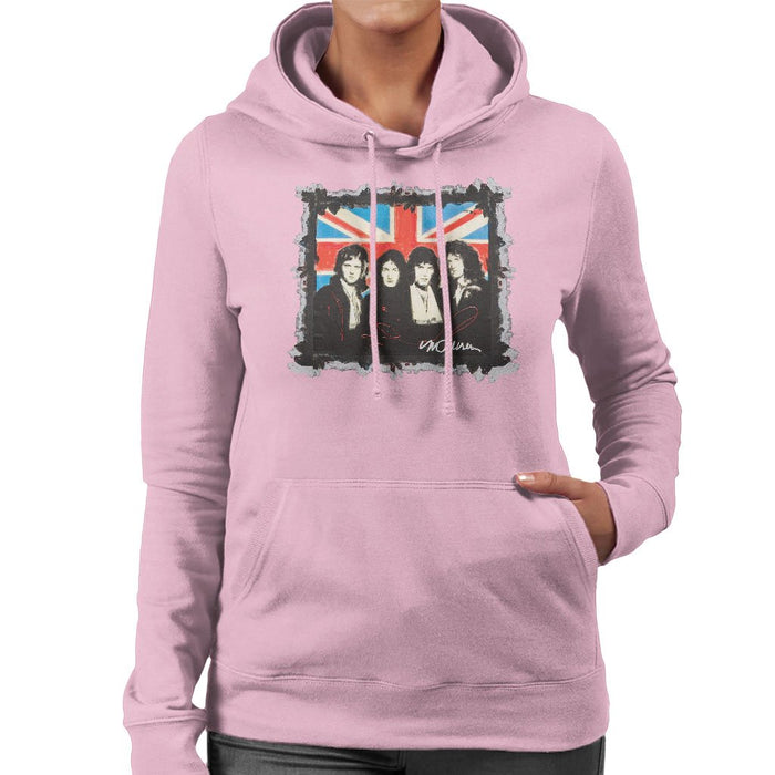 Sidney Maurer Original Portrait Of Queen Union Jack Womens Hooded Sweatshirt - Small / Light Pink - Womens Hooded Sweatshirt