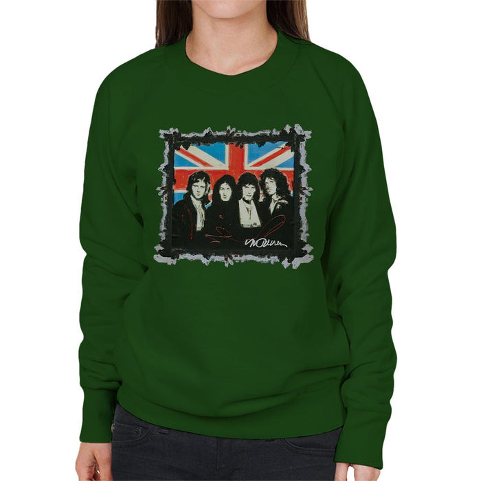 Sidney Maurer Original Portrait Of Queen Union Jack Womens Sweatshirt - Womens Sweatshirt
