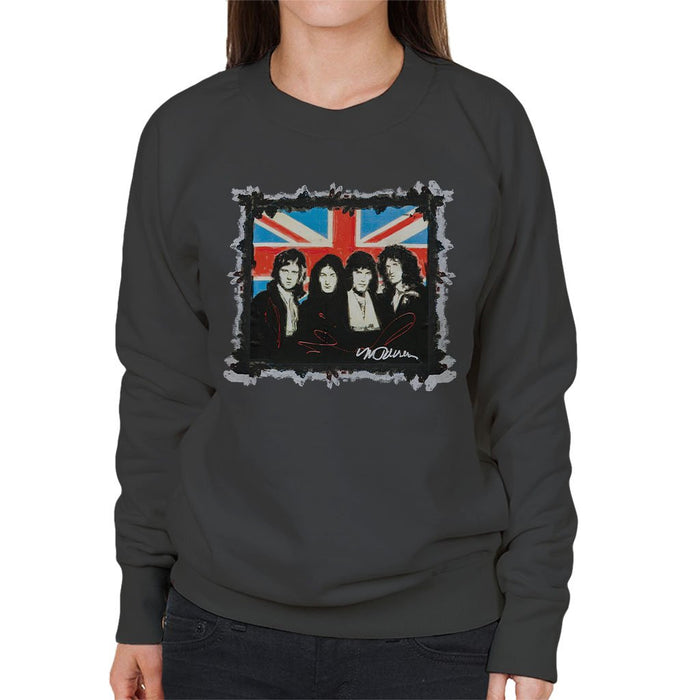 Sidney Maurer Original Portrait Of Queen Union Jack Womens Sweatshirt - Womens Sweatshirt