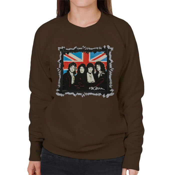 Sidney Maurer Original Portrait Of Queen Union Jack Womens Sweatshirt - Womens Sweatshirt