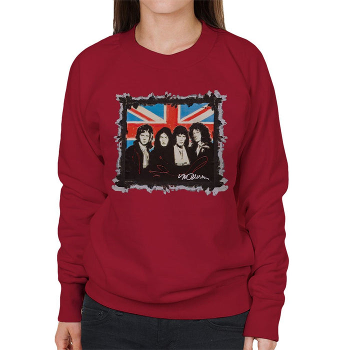 Sidney Maurer Original Portrait Of Queen Union Jack Womens Sweatshirt - Womens Sweatshirt