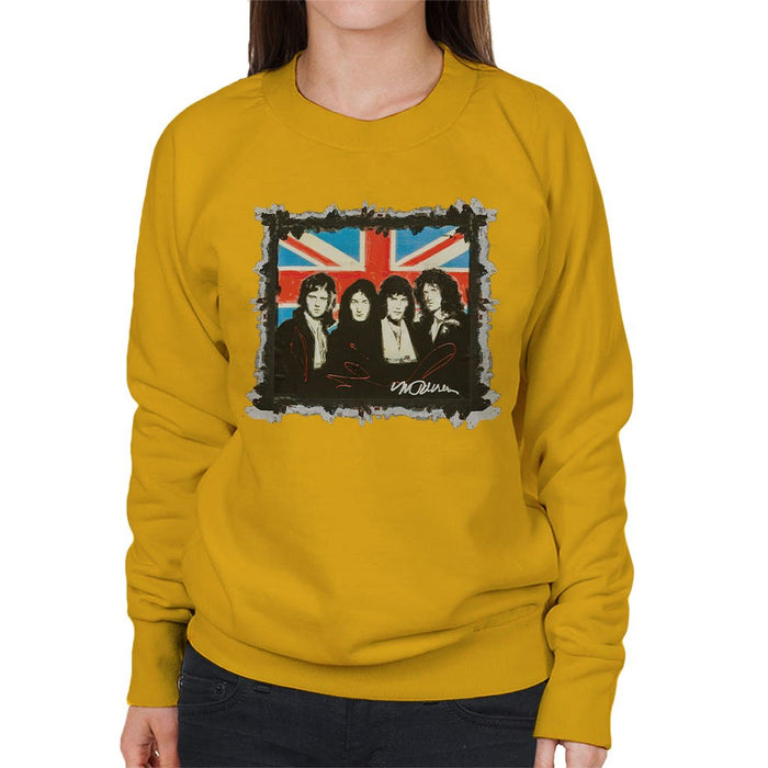 Sidney Maurer Original Portrait Of Queen Union Jack Womens Sweatshirt - Womens Sweatshirt