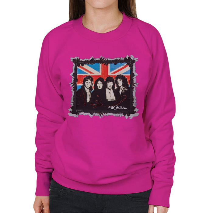 Sidney Maurer Original Portrait Of Queen Union Jack Womens Sweatshirt - Womens Sweatshirt