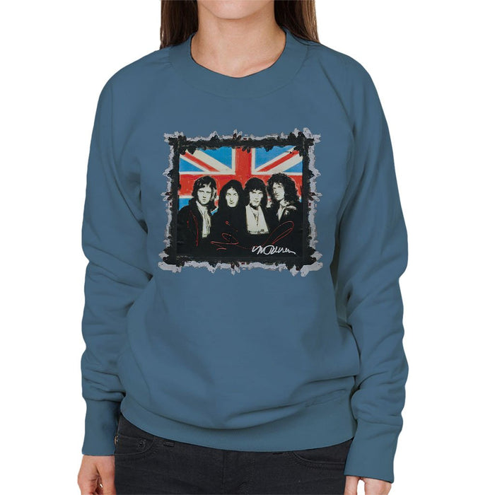 Sidney Maurer Original Portrait Of Queen Union Jack Womens Sweatshirt - Womens Sweatshirt
