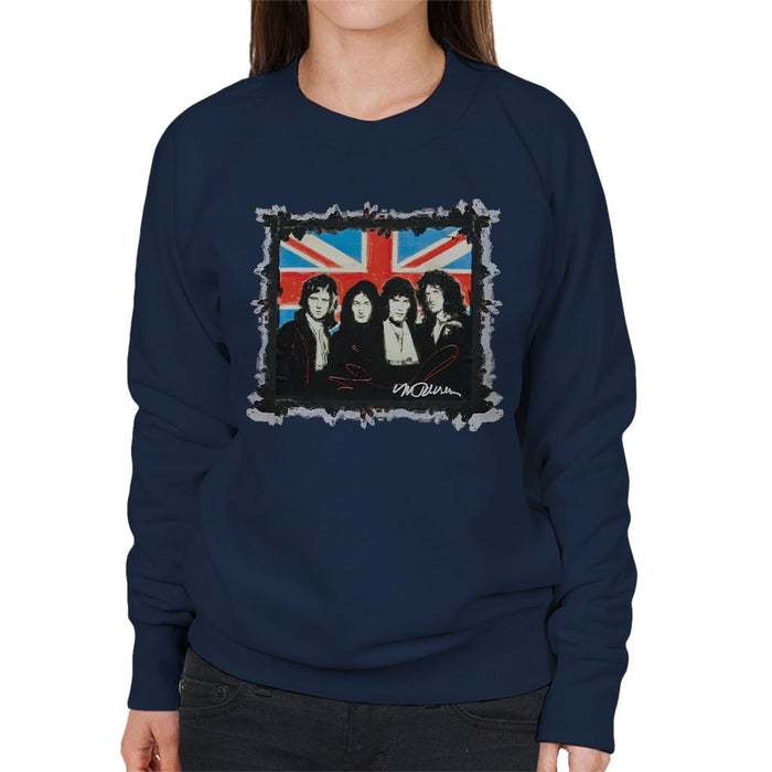 Sidney Maurer Original Portrait Of Queen Union Jack Womens Sweatshirt - Womens Sweatshirt