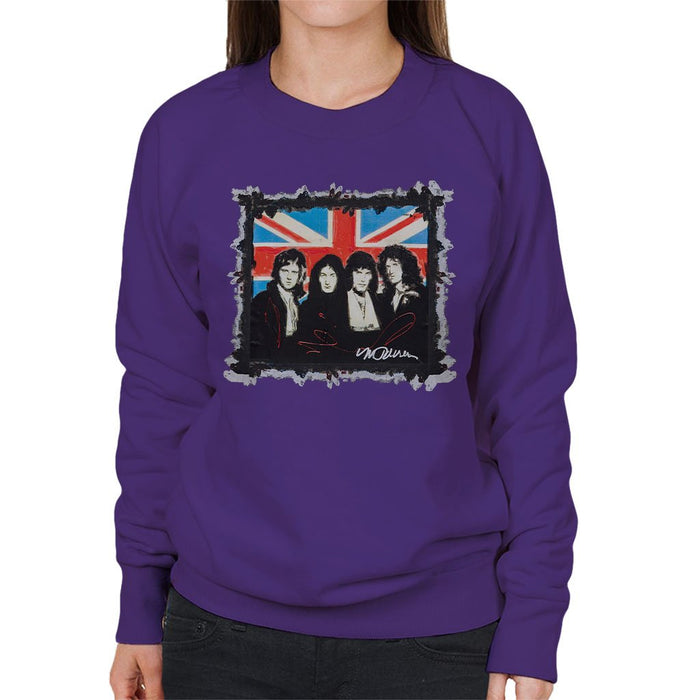 Sidney Maurer Original Portrait Of Queen Union Jack Womens Sweatshirt - Womens Sweatshirt