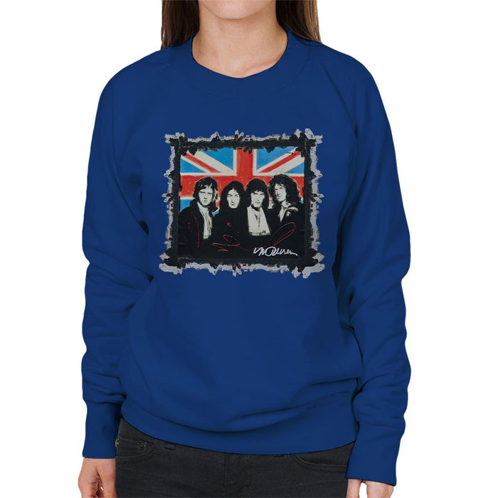 Sidney Maurer Original Portrait Of Queen Union Jack Womens Sweatshirt - Womens Sweatshirt