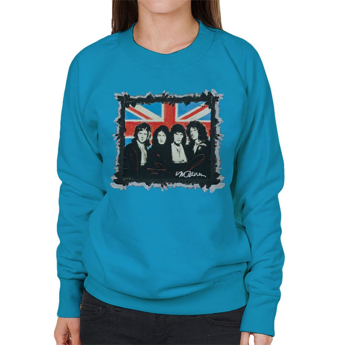 Sidney Maurer Original Portrait Of Queen Union Jack Womens Sweatshirt - Womens Sweatshirt