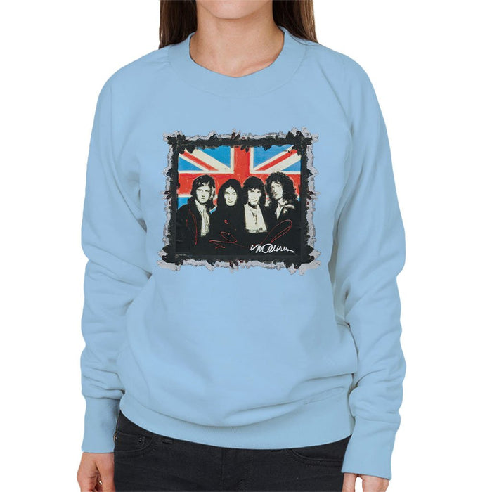 Sidney Maurer Original Portrait Of Queen Union Jack Womens Sweatshirt - Womens Sweatshirt