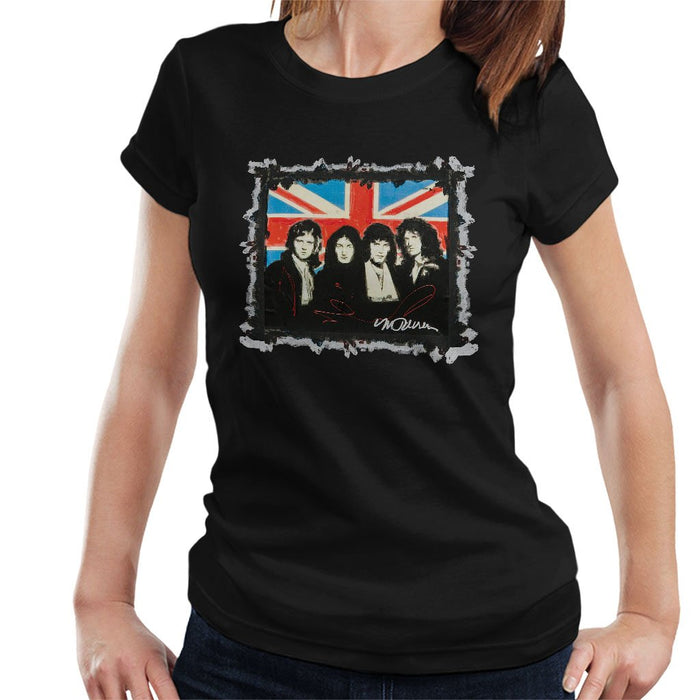 Sidney Maurer Original Portrait Of Queen Union Jack Womens T-Shirt - Womens T-Shirt