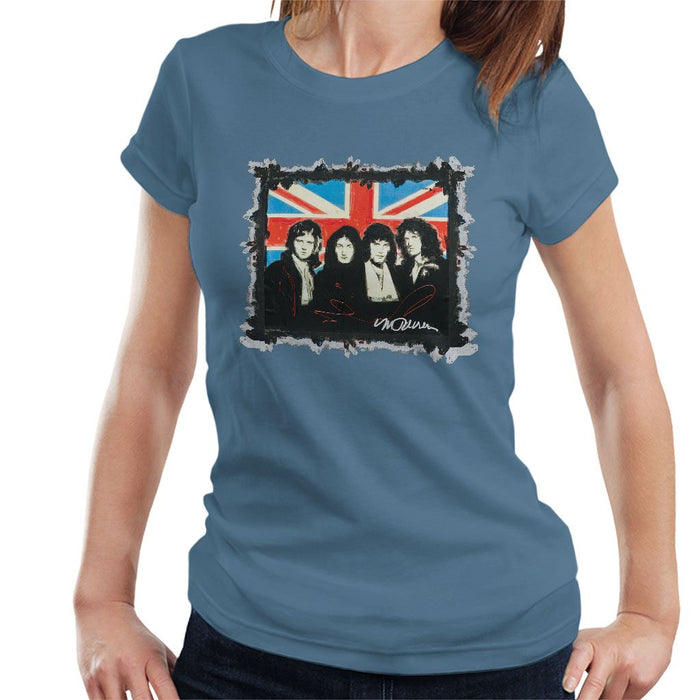 Sidney Maurer Original Portrait Of Queen Union Jack Womens T-Shirt - Womens T-Shirt