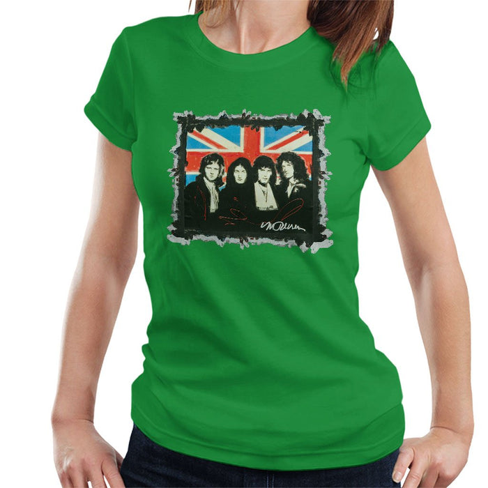 Sidney Maurer Original Portrait Of Queen Union Jack Womens T-Shirt - Womens T-Shirt