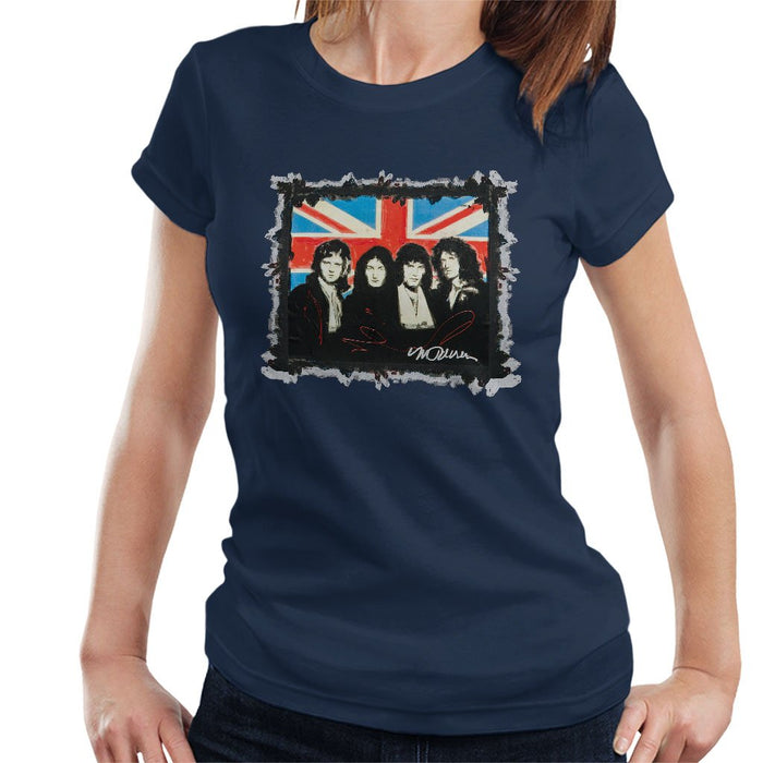 Sidney Maurer Original Portrait Of Queen Union Jack Womens T-Shirt - Womens T-Shirt