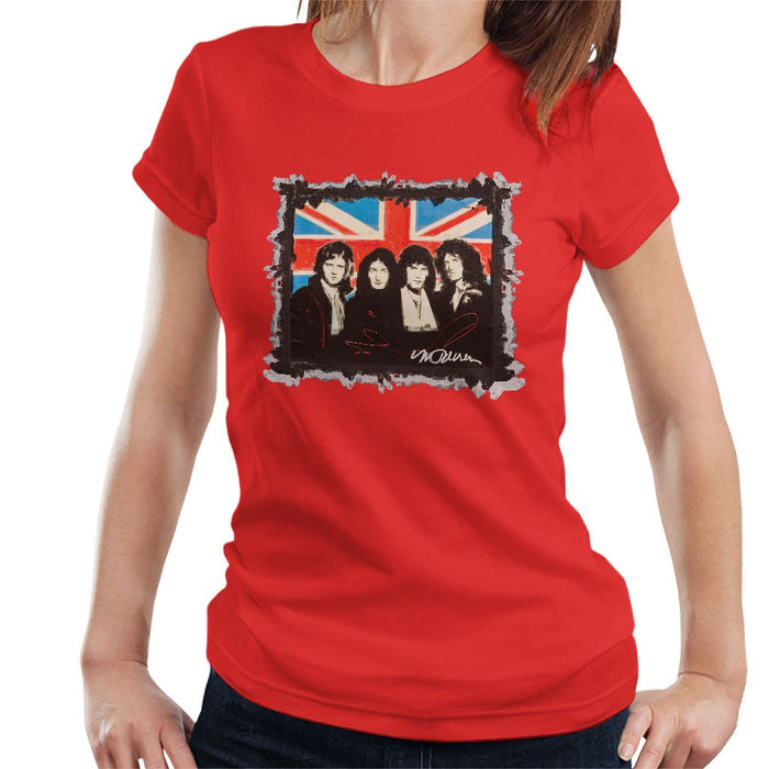 Sidney Maurer Original Portrait Of Queen Union Jack Womens T-Shirt - Womens T-Shirt
