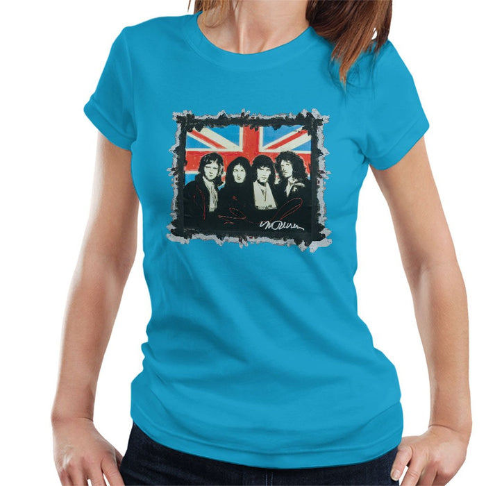 Sidney Maurer Original Portrait Of Queen Union Jack Womens T-Shirt - Womens T-Shirt