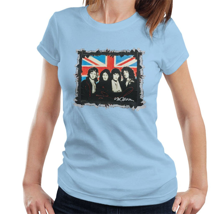 Sidney Maurer Original Portrait Of Queen Union Jack Womens T-Shirt - Womens T-Shirt