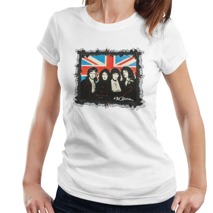 Sidney Maurer Original Portrait Of Queen Union Jack Womens T-Shirt - Womens T-Shirt
