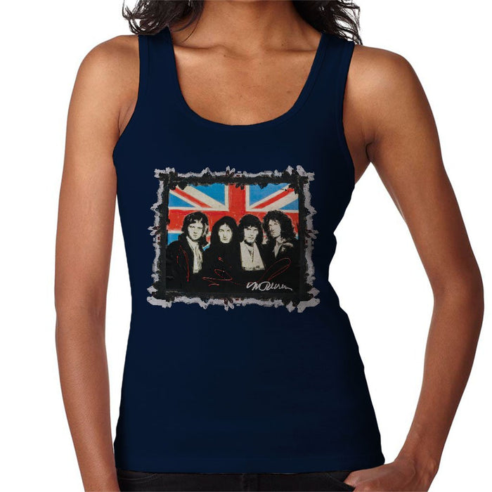 Sidney Maurer Original Portrait Of Queen Union Jack Womens Vest - Small / Navy Blue - Womens Vest