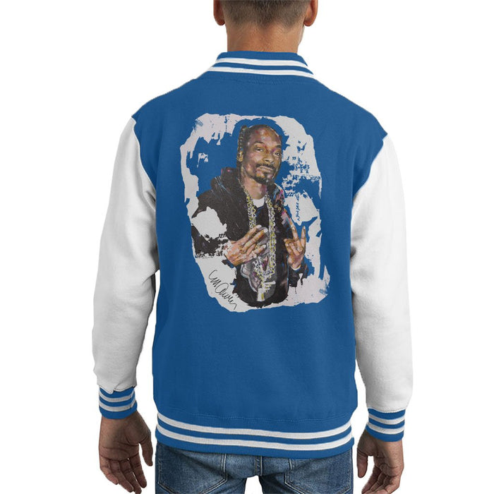 Sidney Maurer Original Portrait Of Snoop Dogg Kids Varsity Jacket - X-Small (3-4 yrs) / Royal/White - Kids Boys Varsity Jacket