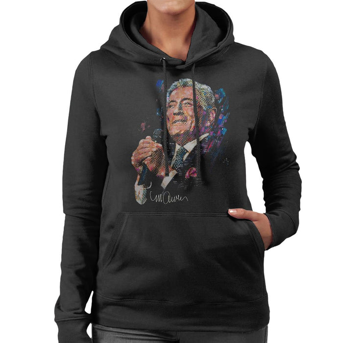 Sidney Maurer Original Portrait Of Tony Bennett Womens Hooded Sweatshirt - Womens Hooded Sweatshirt