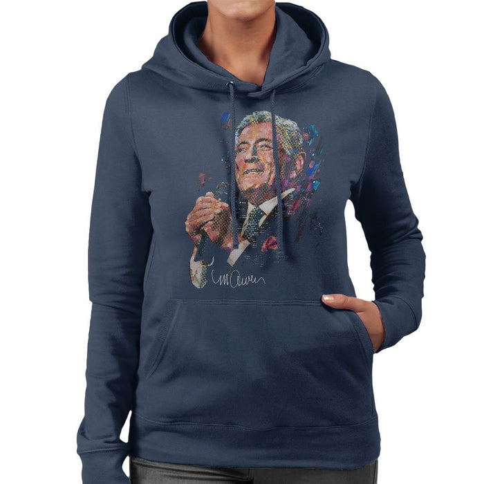 Sidney Maurer Original Portrait Of Tony Bennett Womens Hooded Sweatshirt - Womens Hooded Sweatshirt