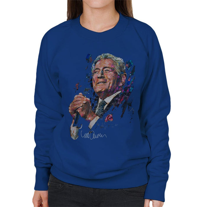 Sidney Maurer Original Portrait Of Tony Bennett Womens Sweatshirt - Small / Royal Blue - Womens Sweatshirt