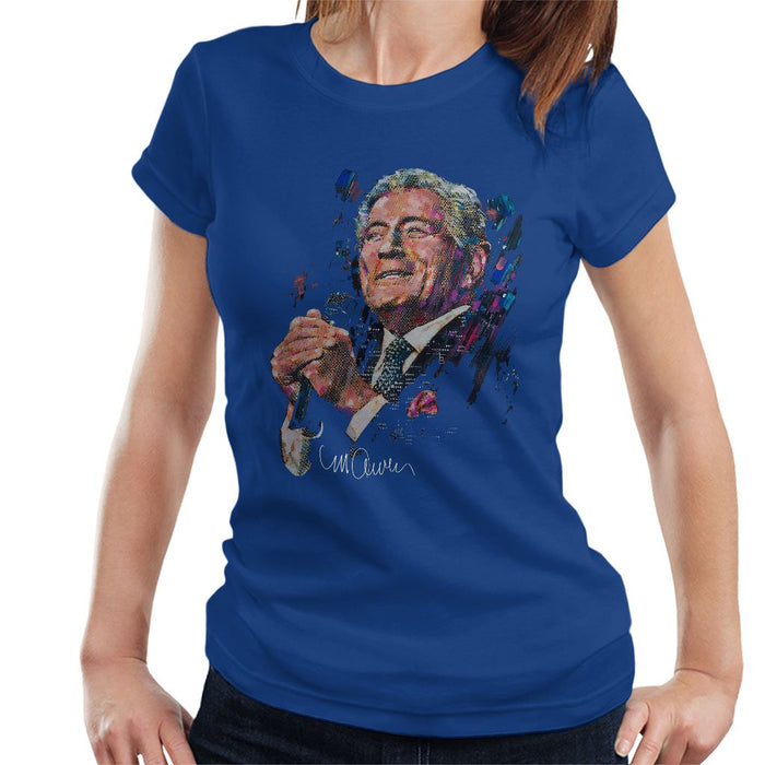Sidney Maurer Original Portrait Of Tony Bennett Womens T-Shirt - Small / Royal Blue - Womens T-Shirt