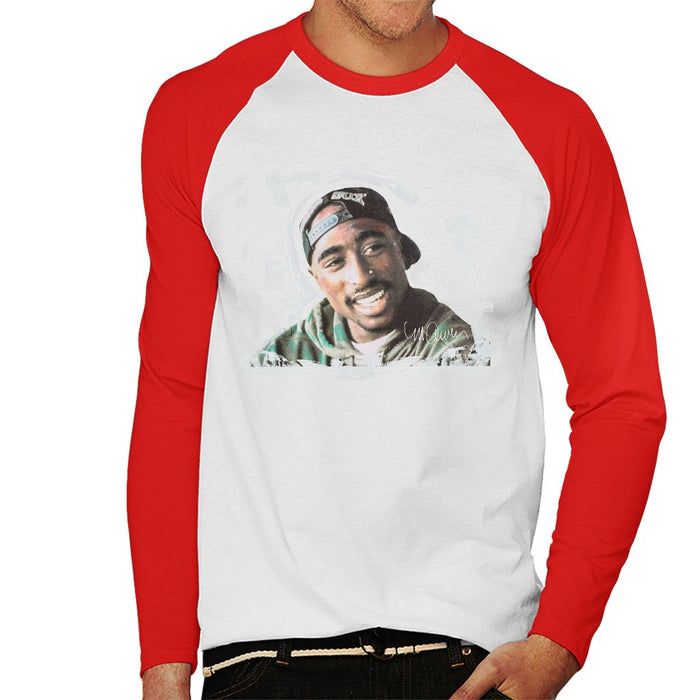 Sidney Maurer Original Portrait Of Tupac Shakur Mens Baseball Long Sleeved T-Shirt - Mens Baseball Long Sleeved T-Shirt