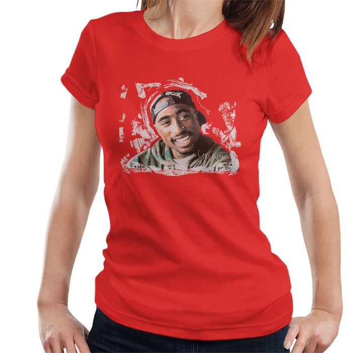 Sidney Maurer Original Portrait Of Tupac Shakur Womens T-Shirt - Womens T-Shirt
