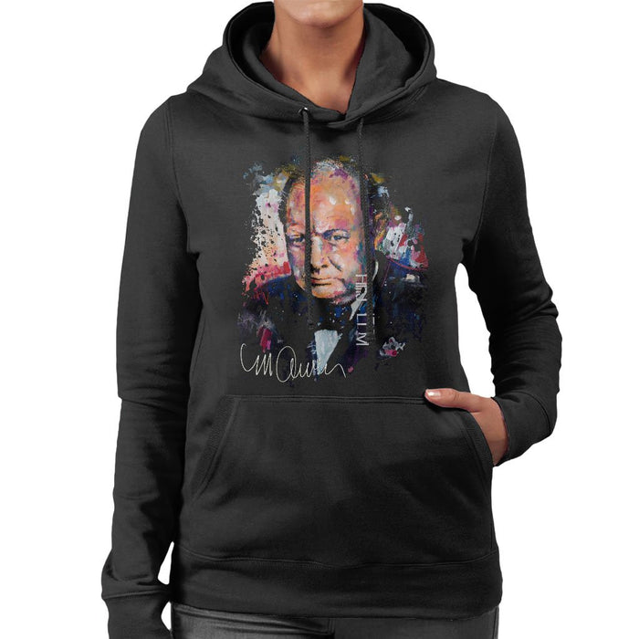 Sidney Maurer Original Portrait Of Winston Churchill Womens Hooded Sweatshirt - Womens Hooded Sweatshirt