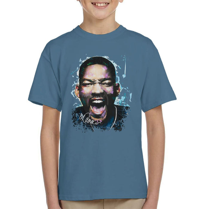 Sidney Maurer Original Portrait Of Will Smith Kids T-Shirt - Kids Boys T-Shirt