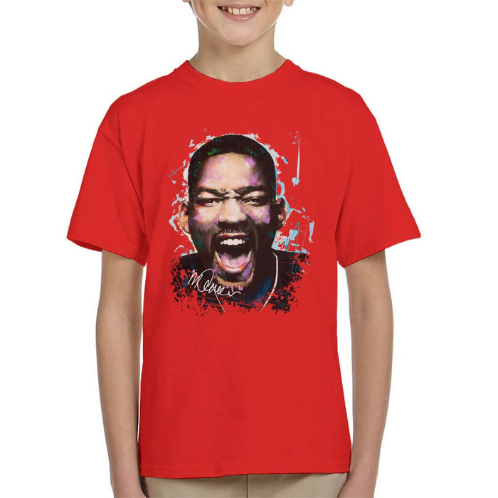 Sidney Maurer Original Portrait Of Will Smith Kids T-Shirt - Kids Boys T-Shirt