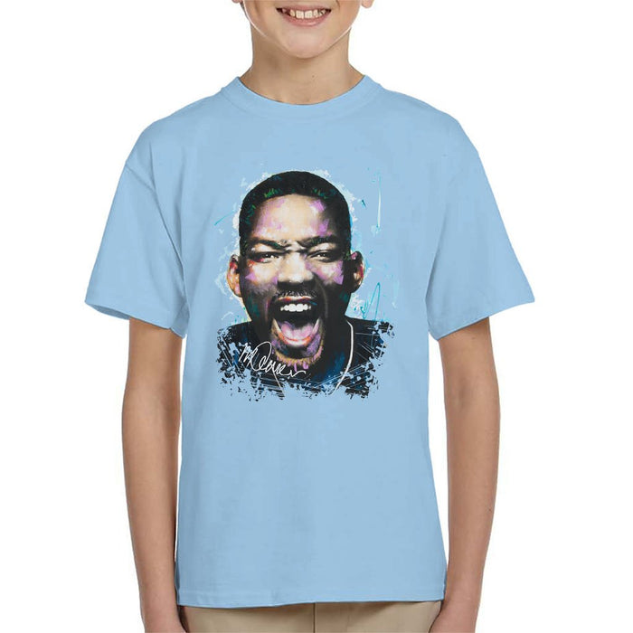 Sidney Maurer Original Portrait Of Will Smith Kids T-Shirt - Kids Boys T-Shirt