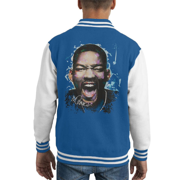 Sidney Maurer Original Portrait Of Will Smith Kids Varsity Jacket - X-Small (3-4 yrs) / Royal/White - Kids Boys Varsity Jacket