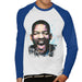 Sidney Maurer Original Portrait Of Will Smith Mens Baseball Long Sleeved T-Shirt - Small / White/Royal - Mens Baseball Long Sleeved T-Shirt