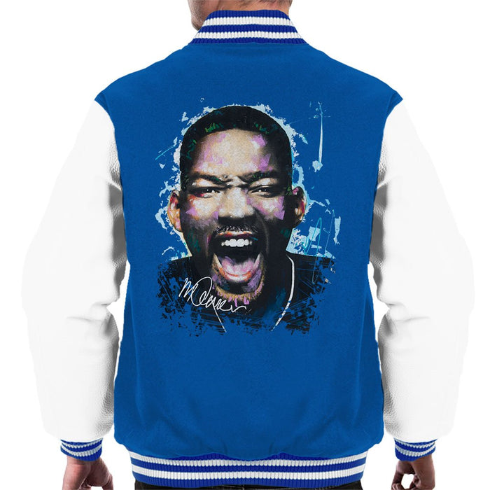 Sidney Maurer Original Portrait Of Will Smith Mens Varsity Jacket - Small / Royal/White - Mens Varsity Jacket
