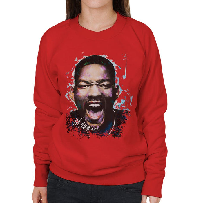 Sidney Maurer Original Portrait Of Will Smith Womens Sweatshirt - Womens Sweatshirt