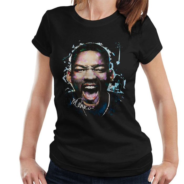 Sidney Maurer Original Portrait Of Will Smith Womens T-Shirt - Womens T-Shirt