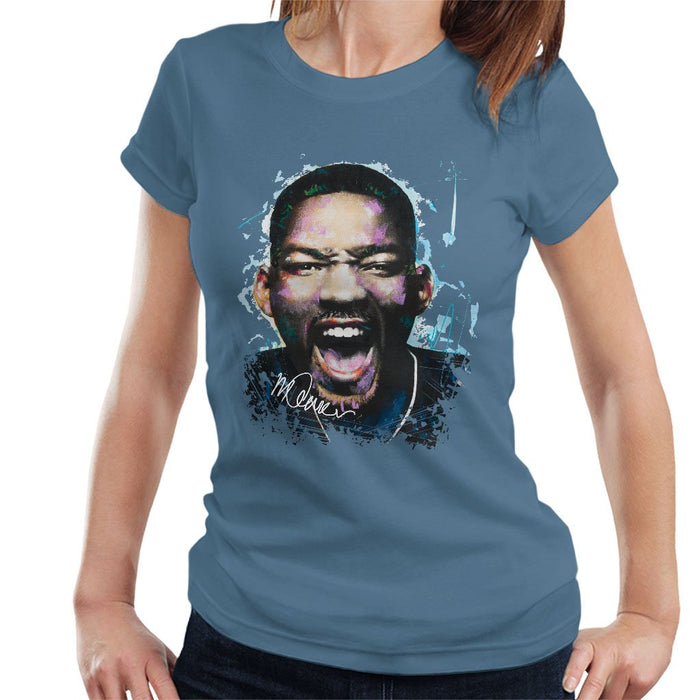 Sidney Maurer Original Portrait Of Will Smith Womens T-Shirt - Womens T-Shirt