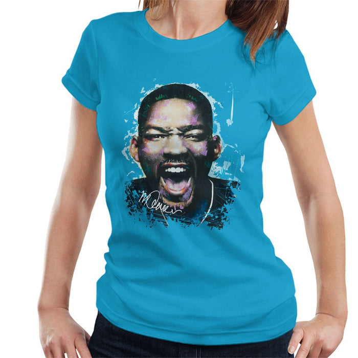 Sidney Maurer Original Portrait Of Will Smith Womens T-Shirt - Womens T-Shirt
