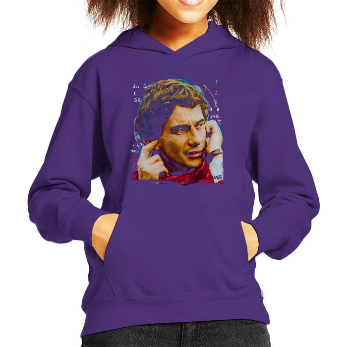 Sidney Maurer Original Portrait Of Ayrton Senna McLaren 1991 Kids Hooded Sweatshirt - Kids Boys Hooded Sweatshirt
