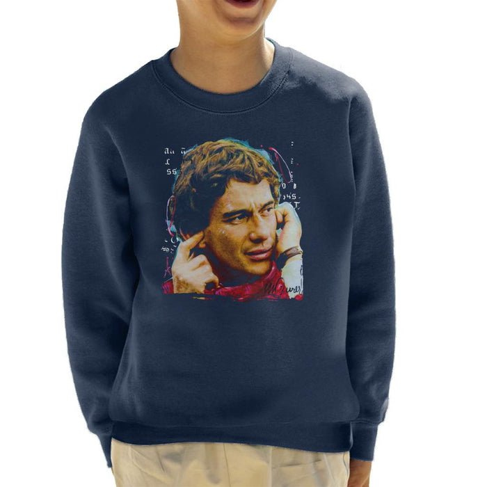 Sidney Maurer Original Portrait Of Ayrton Senna McLaren 1991 Kids Sweatshirt - Kids Boys Sweatshirt