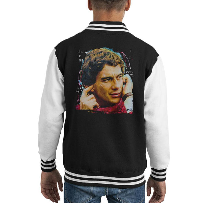 Sidney Maurer Original Portrait Of Ayrton Senna McLaren 1991 Kids Varsity Jacket - Kids Boys Varsity Jacket